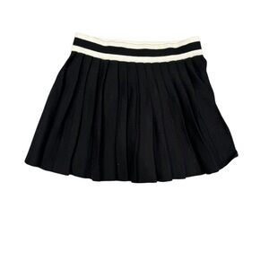AERIE Black Knit Pleated Mini Skirt with White Trim - size S